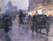 Childe Hassam Horse Drawn Coach at Evening oil on canvas
